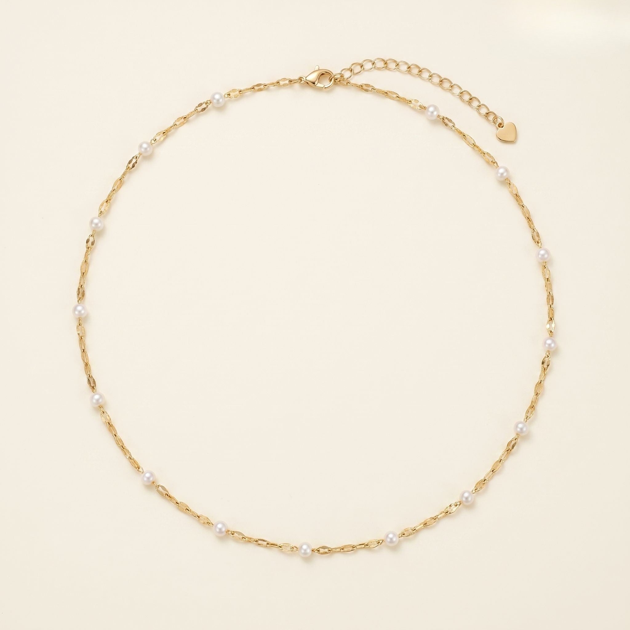 18K Gold Plated Sparkle Lip Chain Natural Pearl Necklace