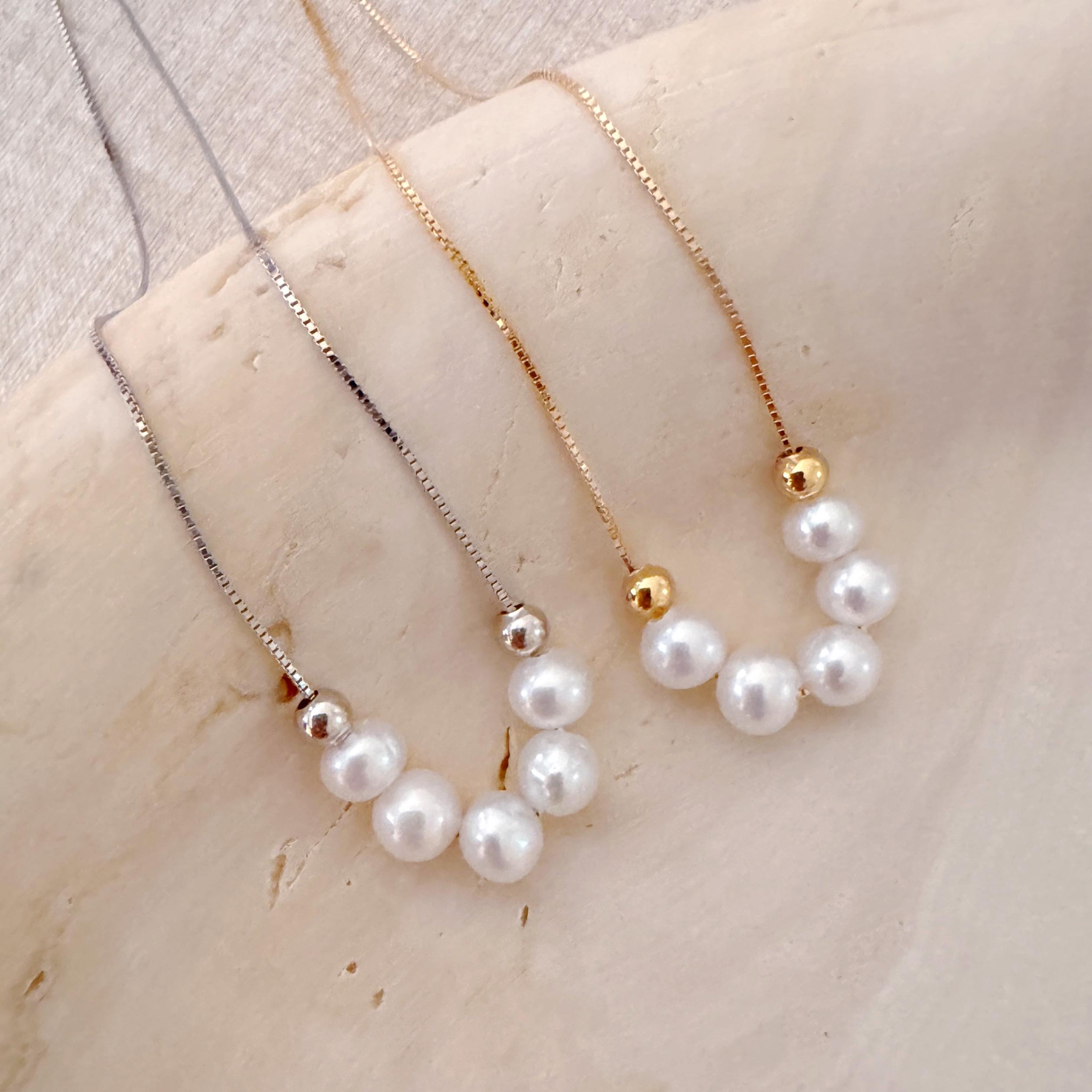 Dainty Gold Bead Freshwater Pearl Necklace