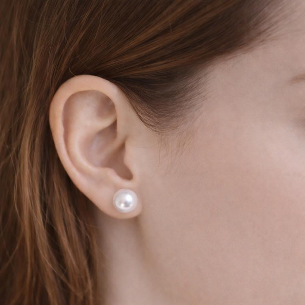 Freshwater Pearl Button Stud Earrings