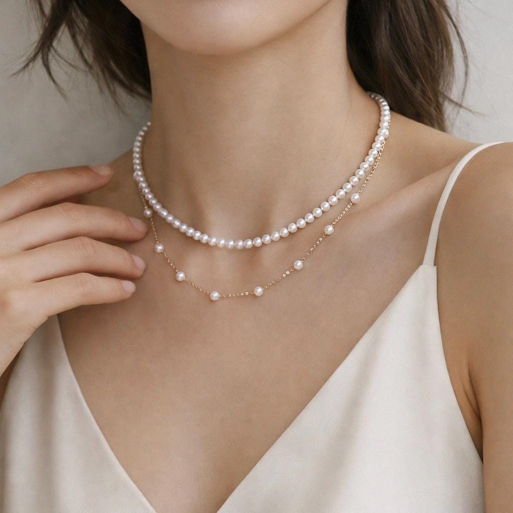 Aurora Starlight Pearl Necklace –Gold