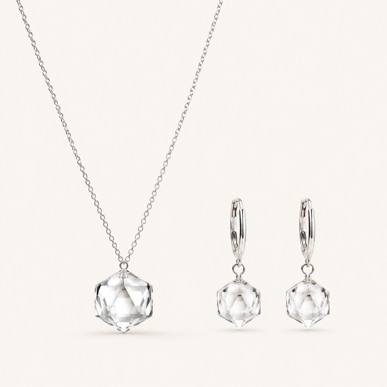 Natural Faceted Clear Quartz Pendant Necklace