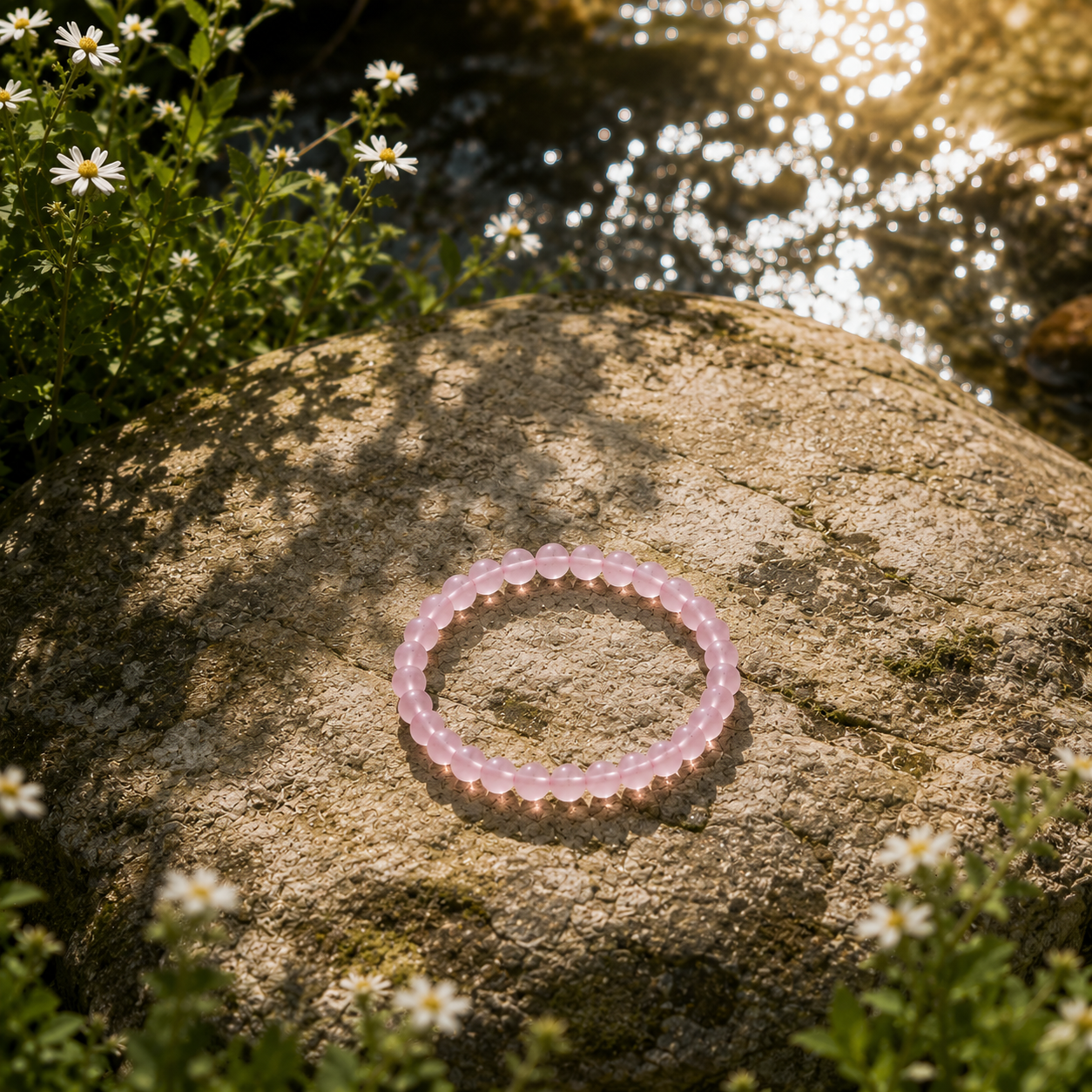 Natural Crystal Rose Quartz Bracelet 6mm | Balance & Love | Pink Crystal