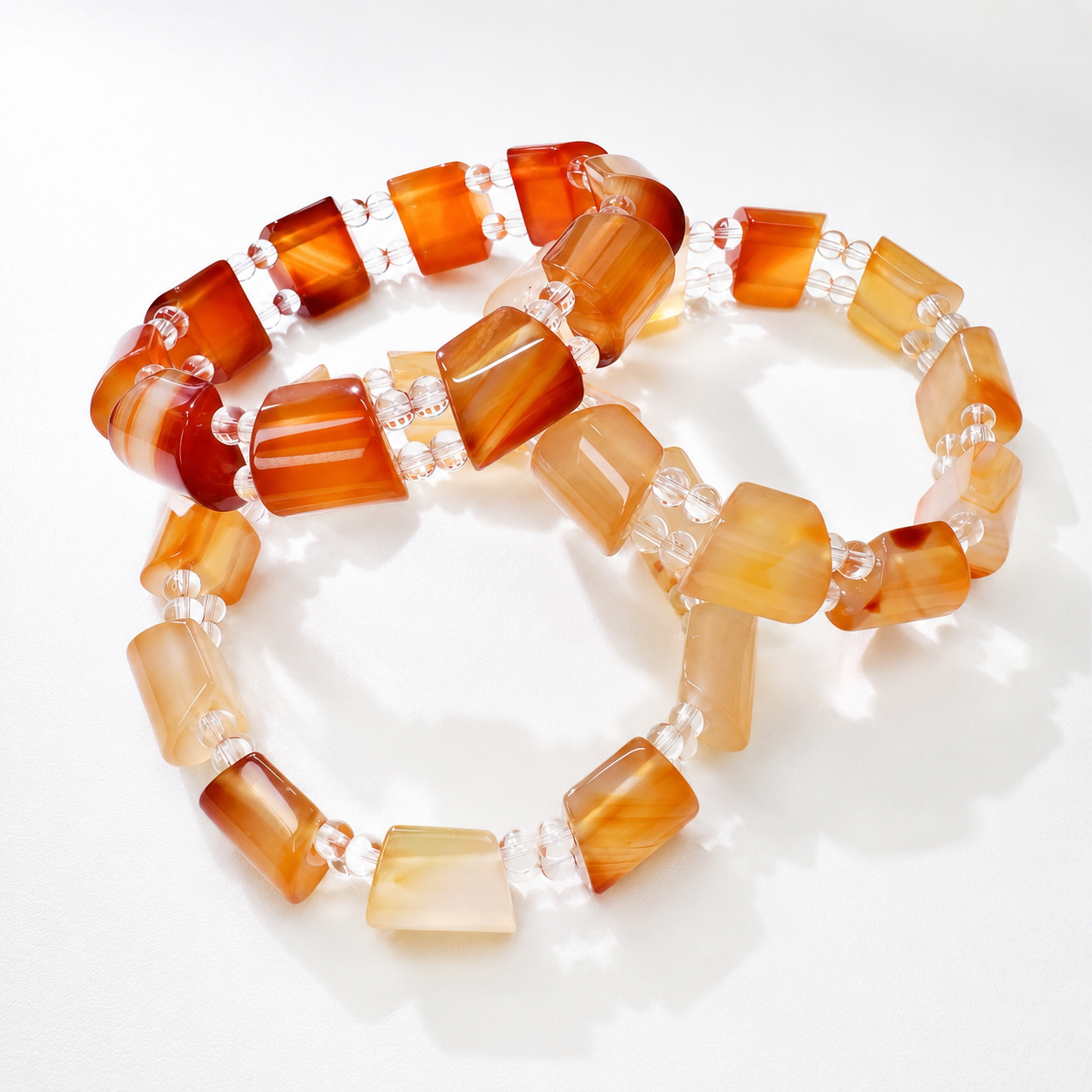 Natural Agate Bracelet – Warm Amber Stone Statement Bracelet