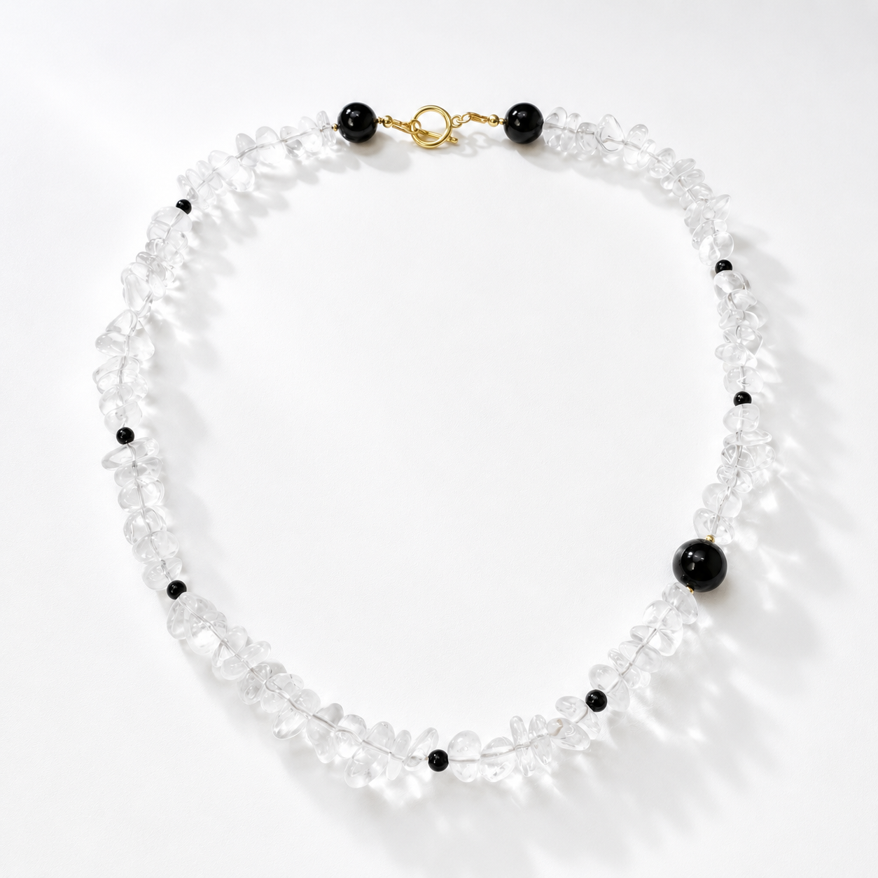 White Quartz & Black Obsidian Minimalist Necklace