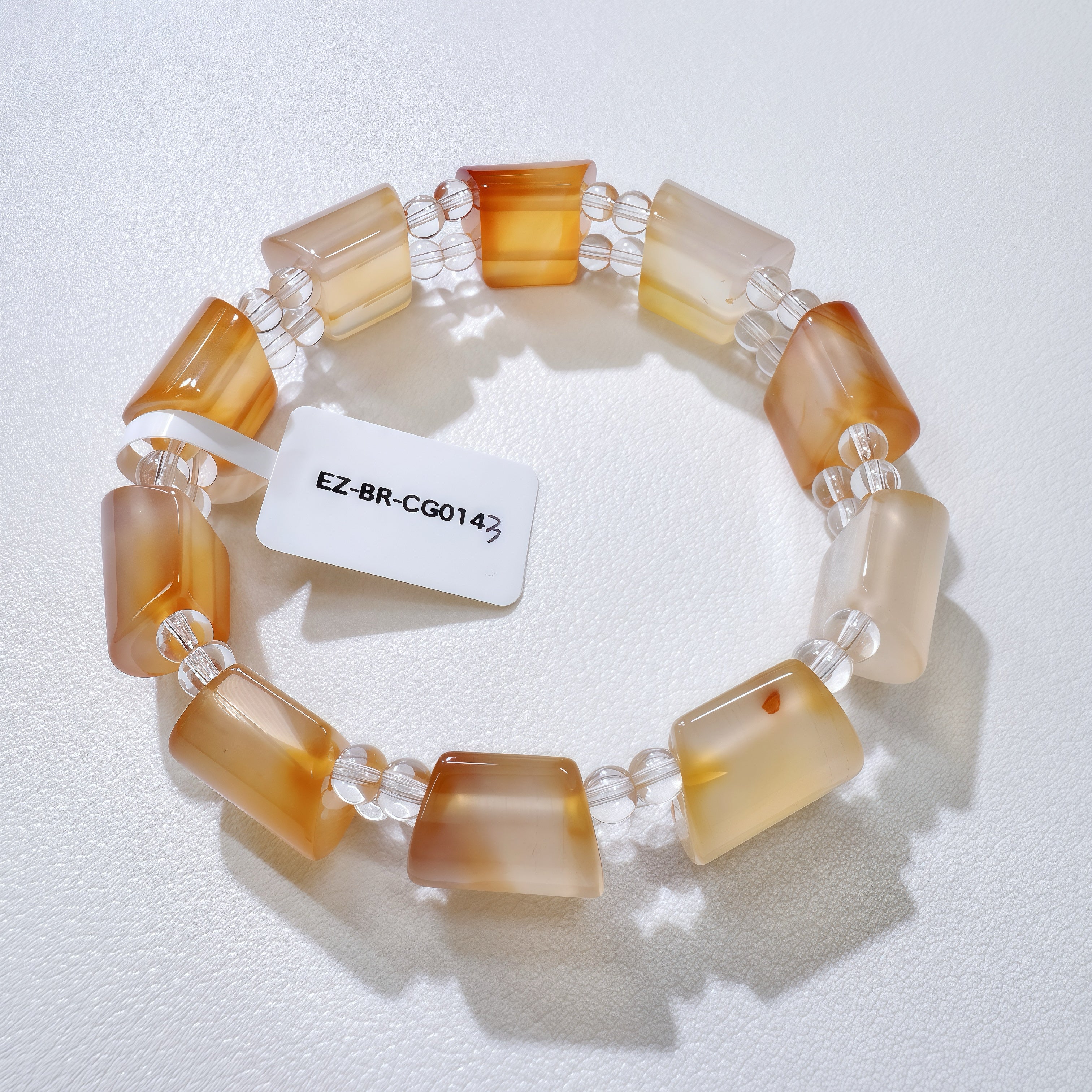 Natural Agate Bracelet – Warm Amber Stone Statement Bracelet