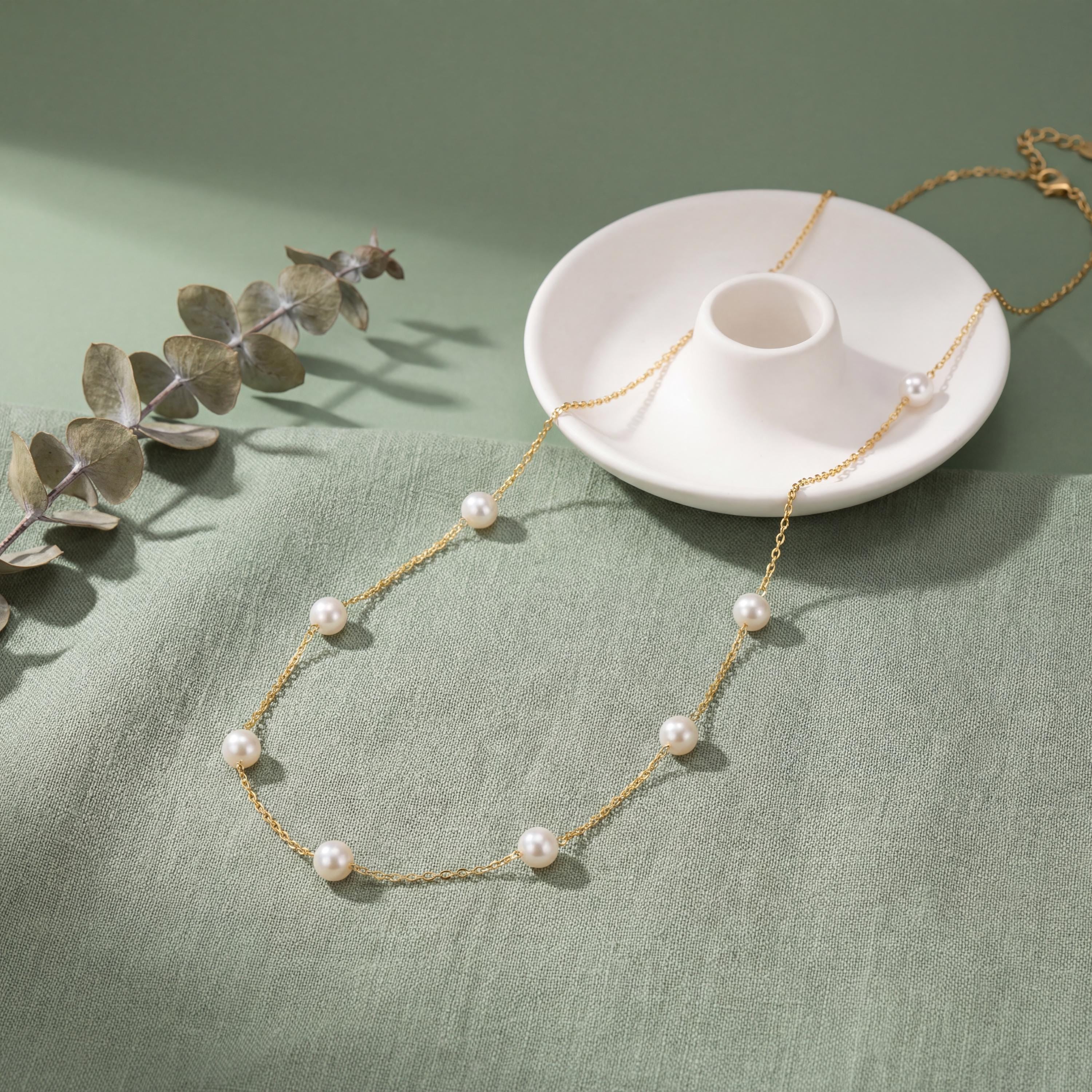 Aurora Starlight Pearl Necklace –Gold