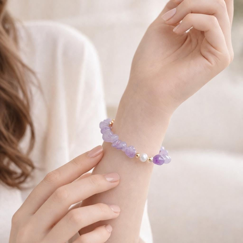 Lavender Amethyst & Freshwater Pearl Bracelet