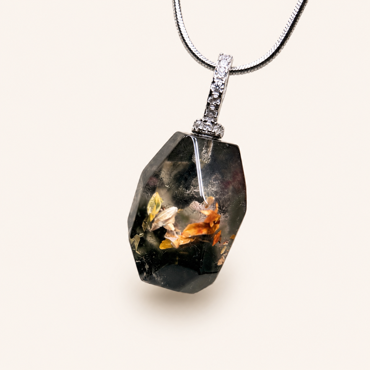 Natural Green Phantom Quartz Floral Pendant Necklace