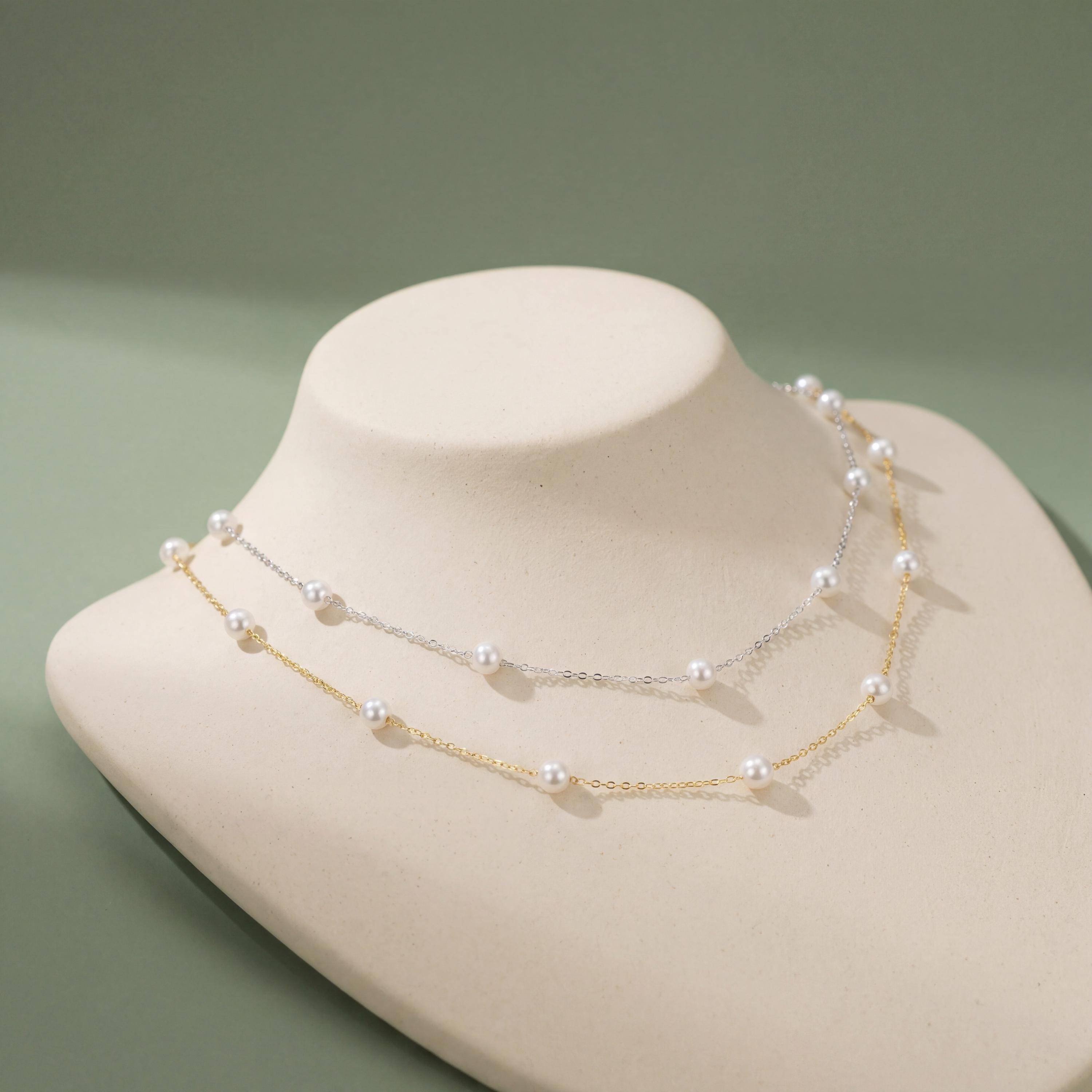Aurora Starlight Pearl Necklace –Gold