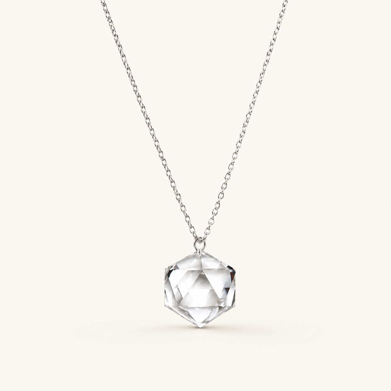 Natural Faceted Clear Quartz Pendant Necklace