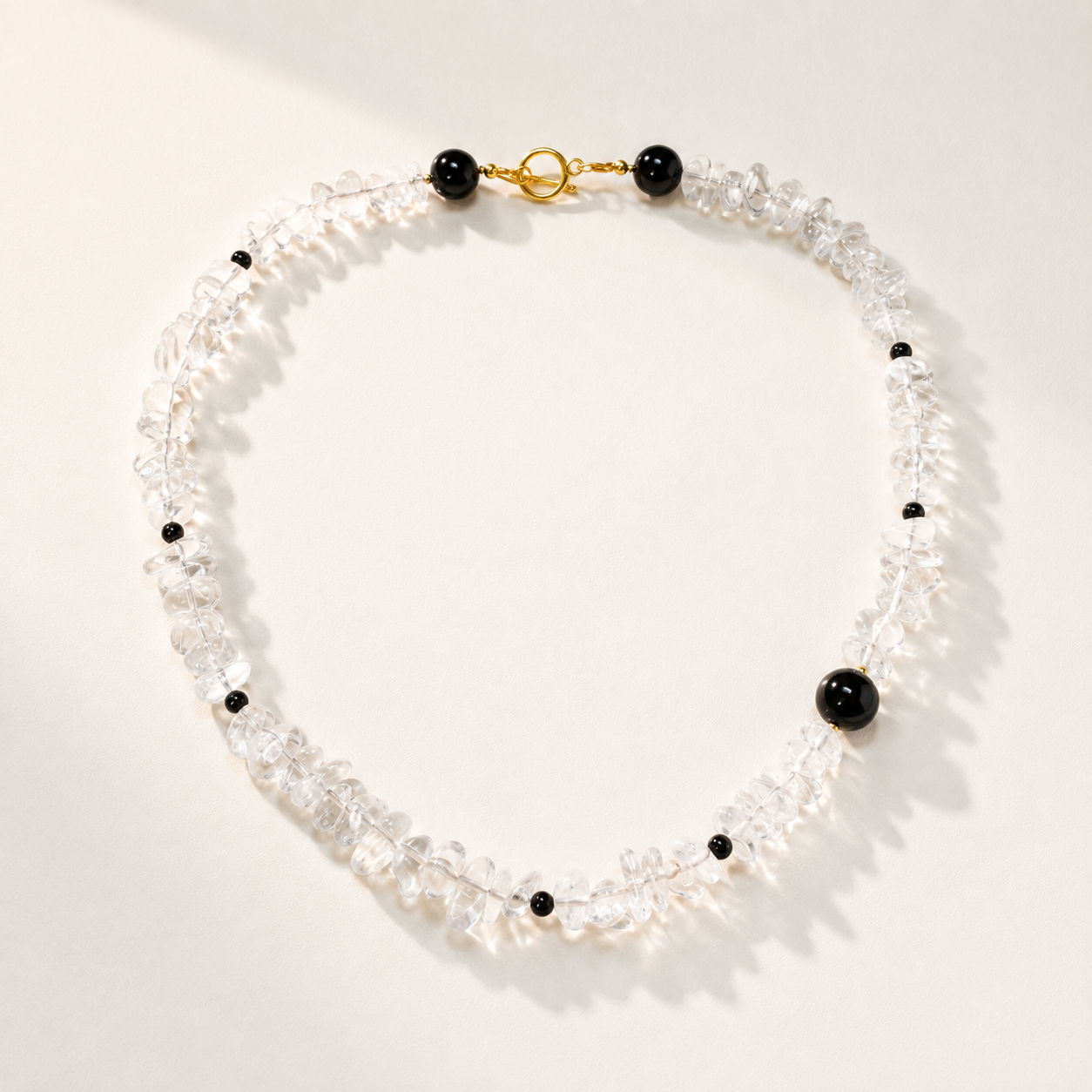 White Quartz & Black Obsidian Minimalist Necklace