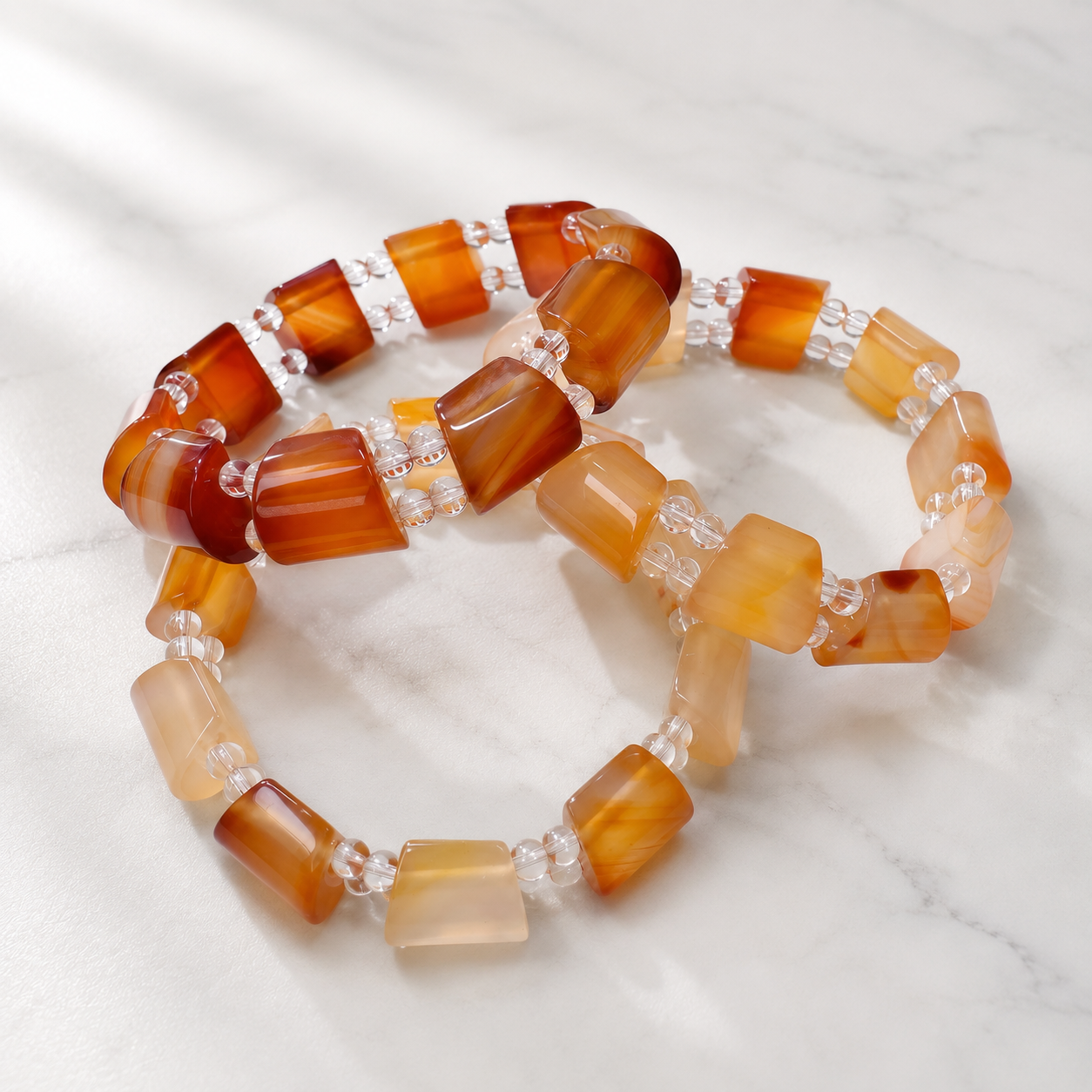 Natural Agate Bracelet – Warm Amber Stone Statement Bracelet