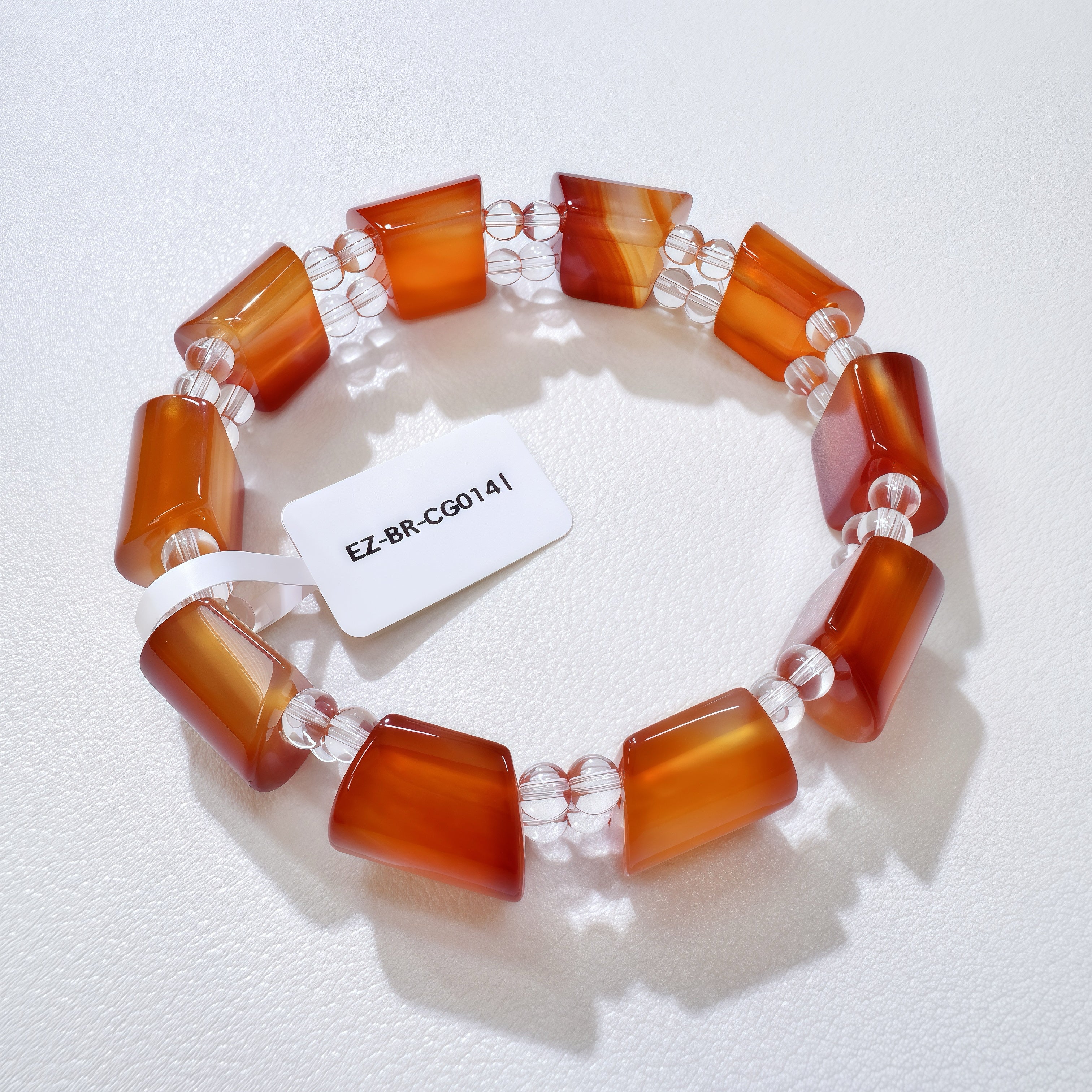 Natural Agate Bracelet – Warm Amber Stone Statement Bracelet
