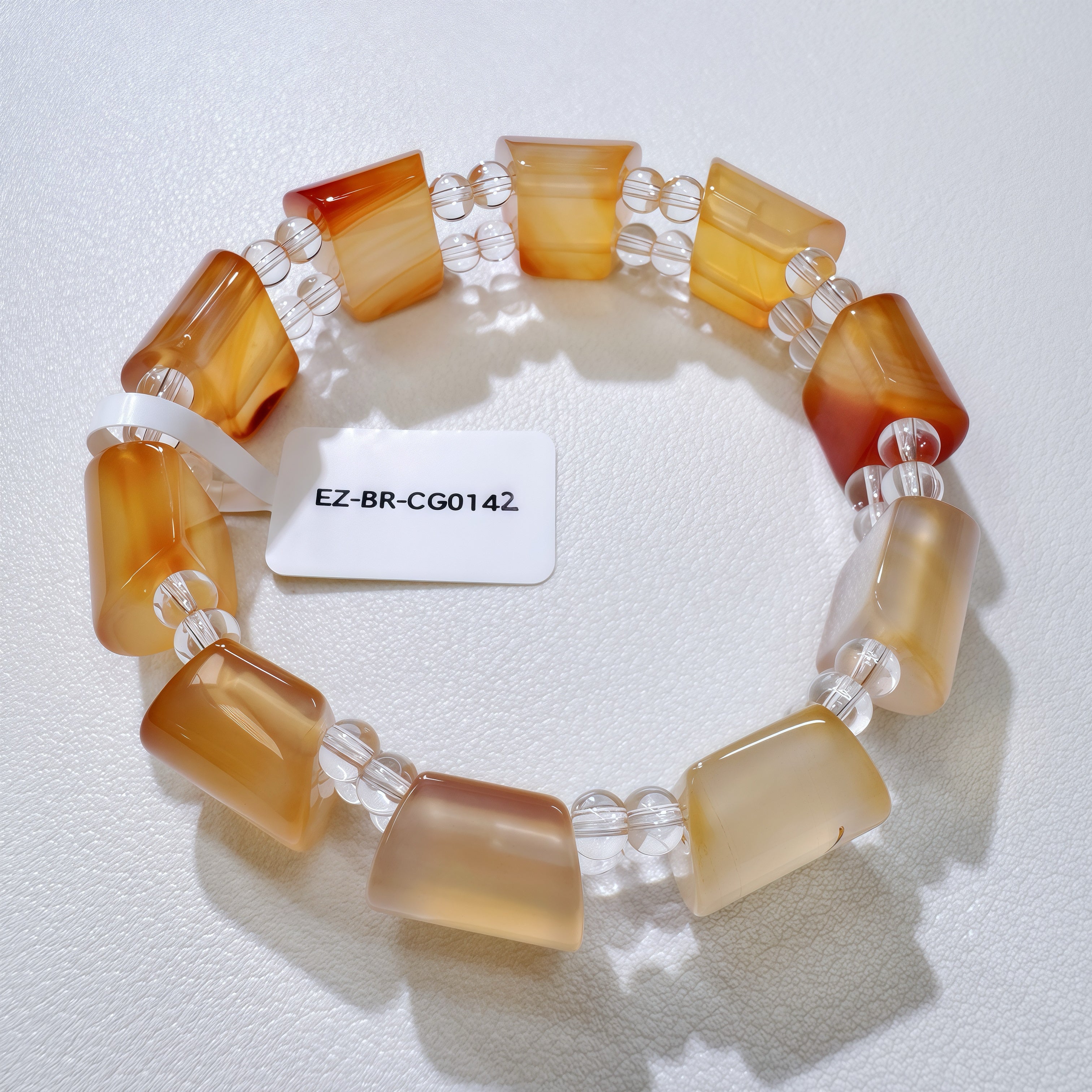 Natural Agate Bracelet – Warm Amber Stone Statement Bracelet