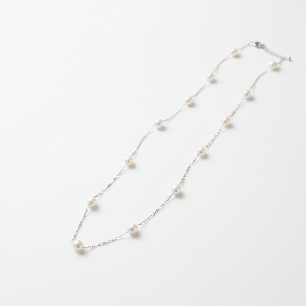 Aurora Pearl Necklace - 奶白色背景