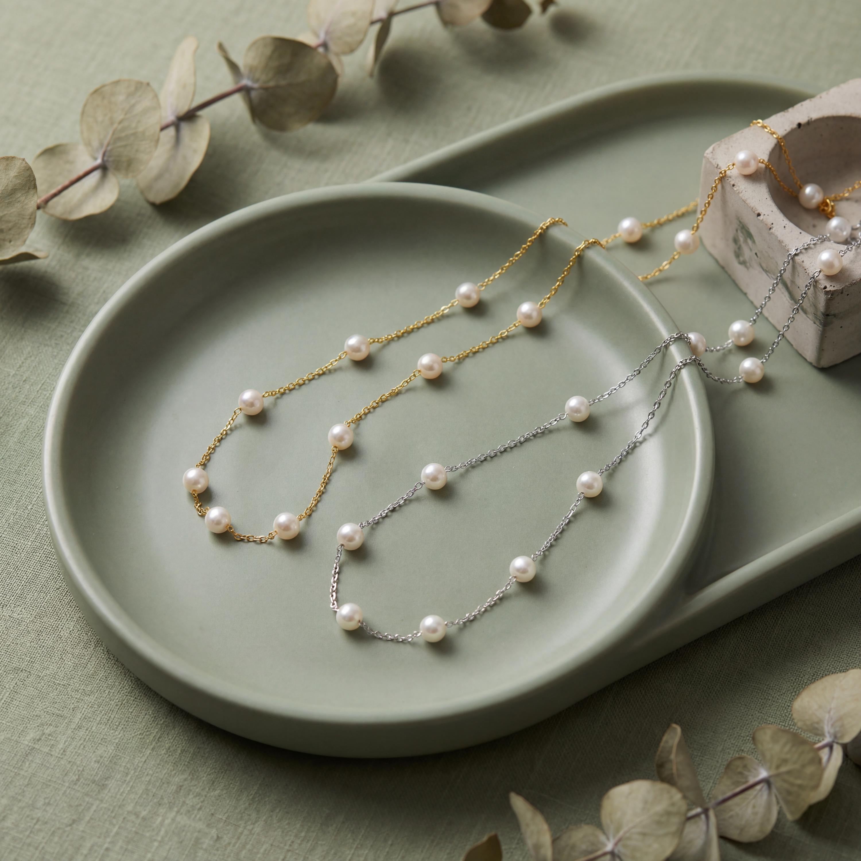 Aurora Starlight Pearl Necklace –Gold